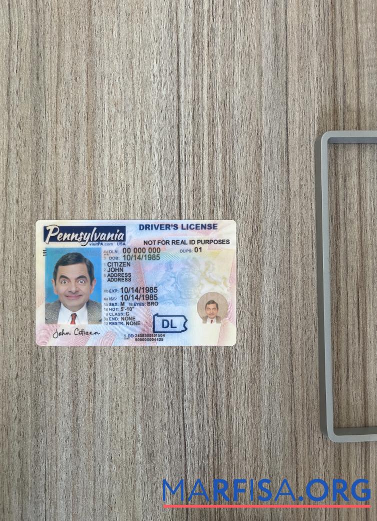 Downloadable USA Pennsylvania driving license 2024 present photolook template